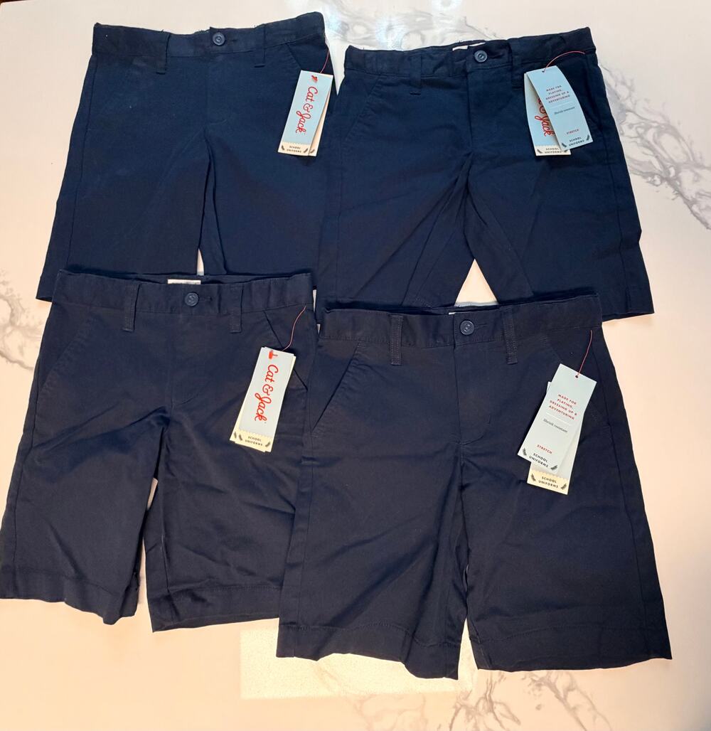 Cat & Jack Boys School Uniform Shorts Lot of 4 Navy Blue Size 5 NWT Stretch